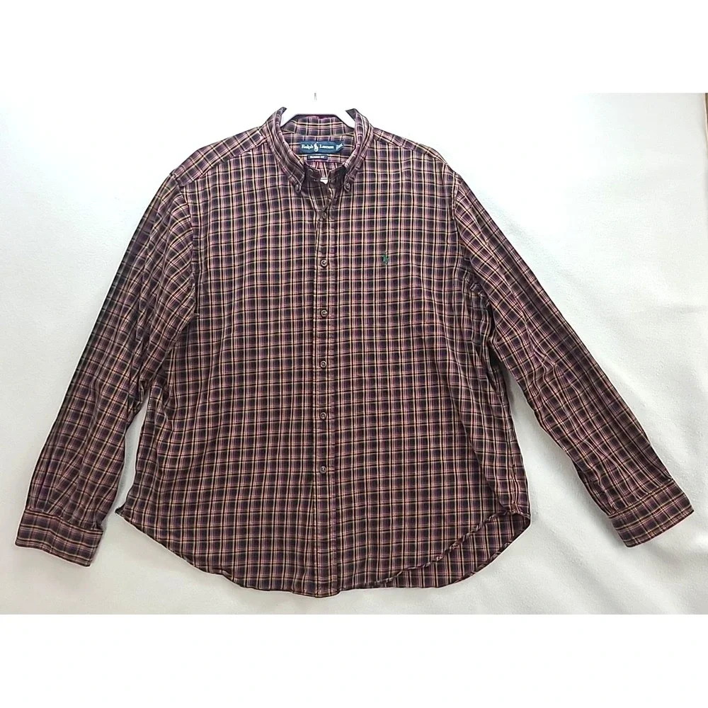 Polo Ralph Lauren Multicolor‎ Plaid Button Down Long Sleeve Shirt Sz XXL READ